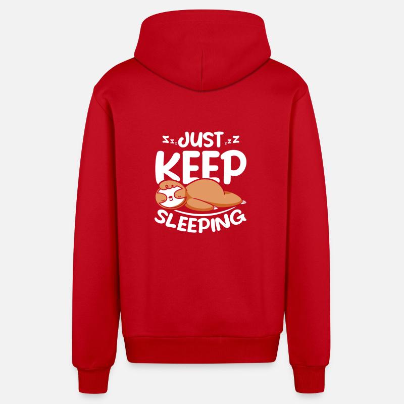 Sloth just keep sleeping - Organic Relaxed Hooded Jacket Made in EU - red