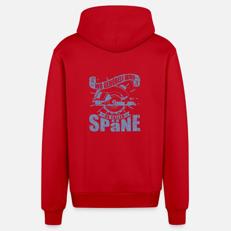 Wo gehobelt wird fallen Späne - Organic Relaxed Kapuzenjacke Made in EU - Rot