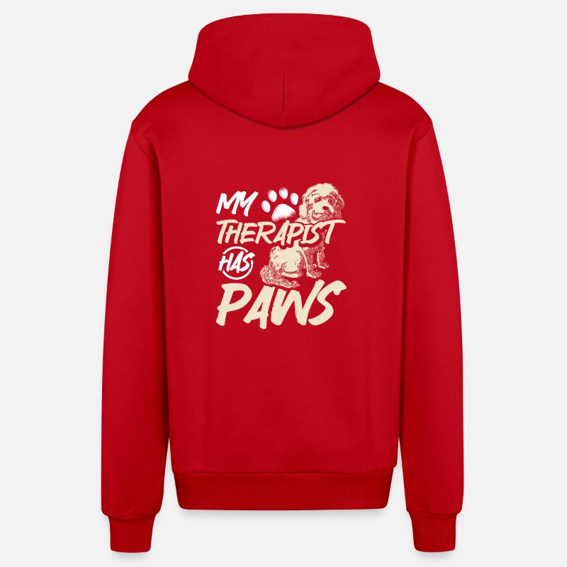 My therapist has paws cockapoo - Organic Relaxed Kapuzenjacke Made in EU - Rot
