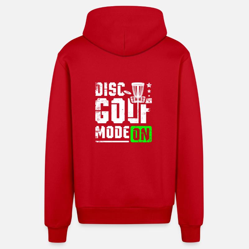 Disques golf mode sur - Veste à capuche bio décontractée fabriquée en UE - rouge