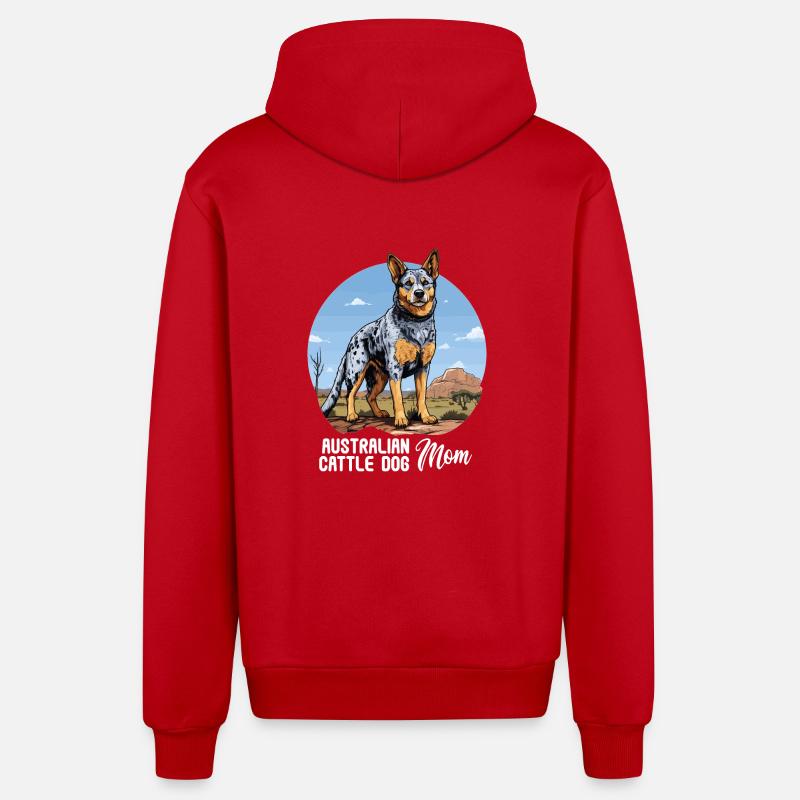 Hund Bouvier australien - Veste à capuche bio décontractée fabriquée en UE - rouge