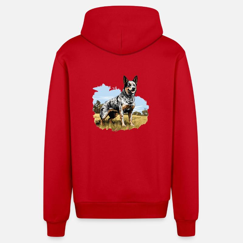 Hund Bouvier australien - Veste à capuche bio décontractée fabriquée en UE - rouge