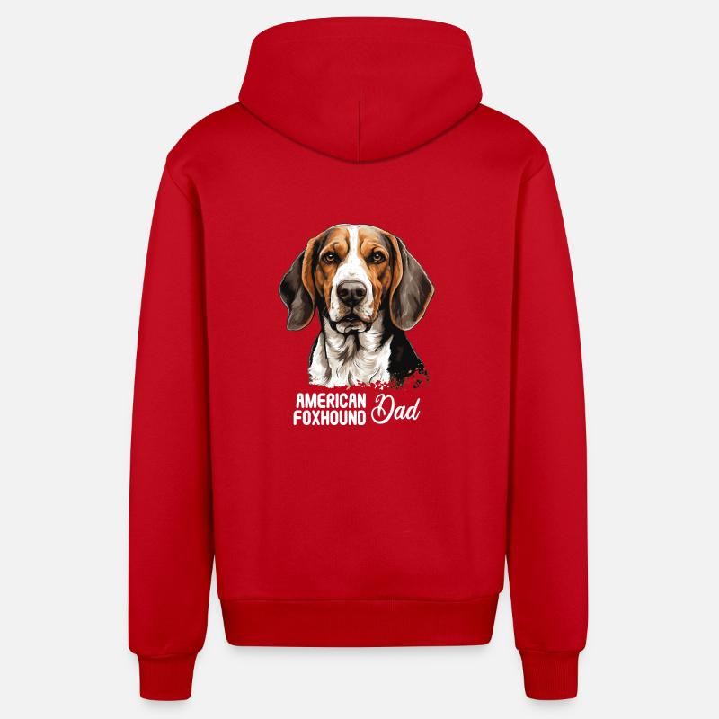 Chien American Foxhound - Veste à capuche bio décontractée fabriquée en UE - rouge