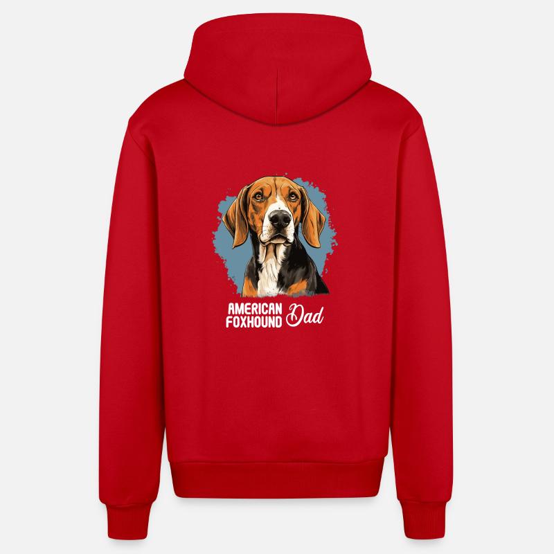 Chien American Foxhound - Veste à capuche bio décontractée fabriquée en UE - rouge