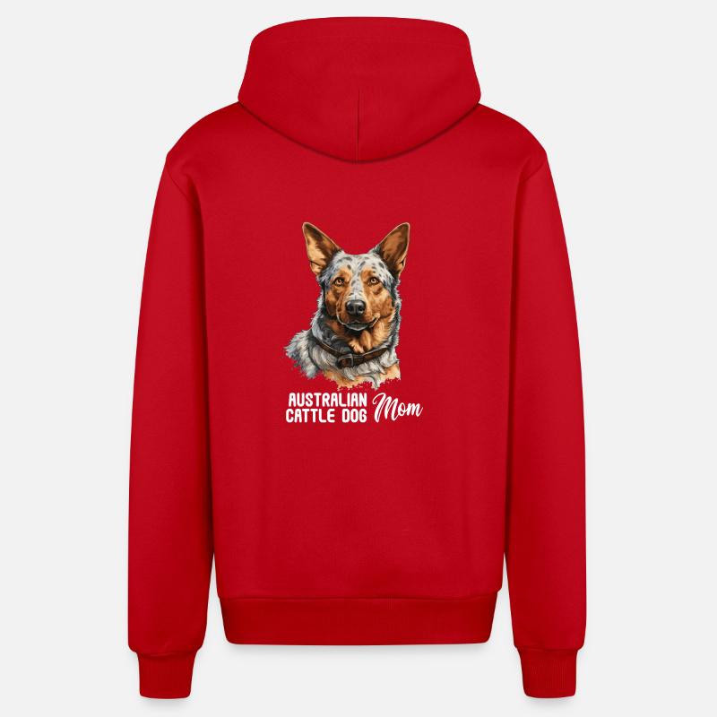 Hund Bouvier australien - Veste à capuche bio décontractée fabriquée en UE - rouge