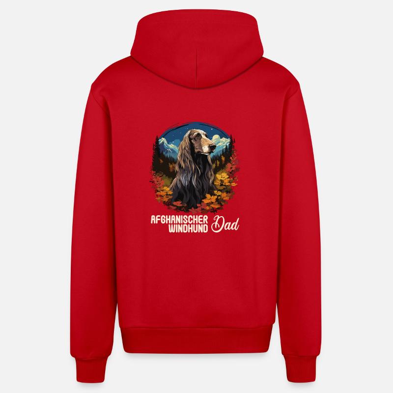 Chien Afghan Hound - Veste à capuche bio décontractée fabriquée en UE - rouge