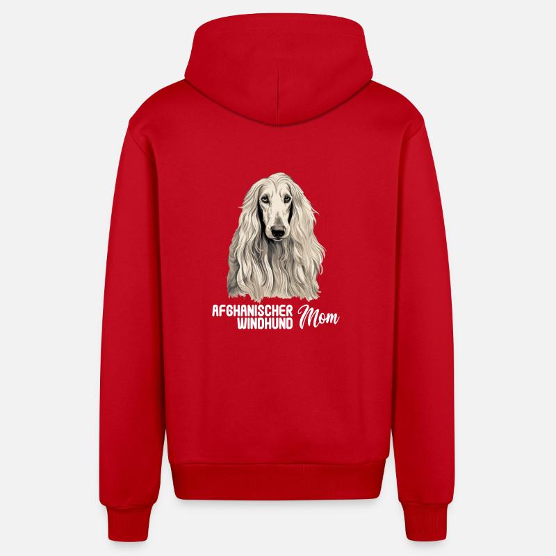 Chien Afghan Hound - Veste à capuche bio décontractée fabriquée en UE - rouge