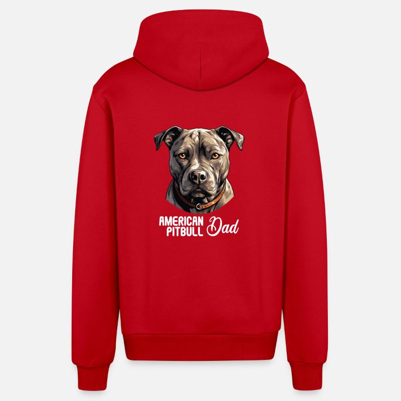 Chien Pitbull américain - Veste à capuche bio décontractée fabriquée en UE - rouge