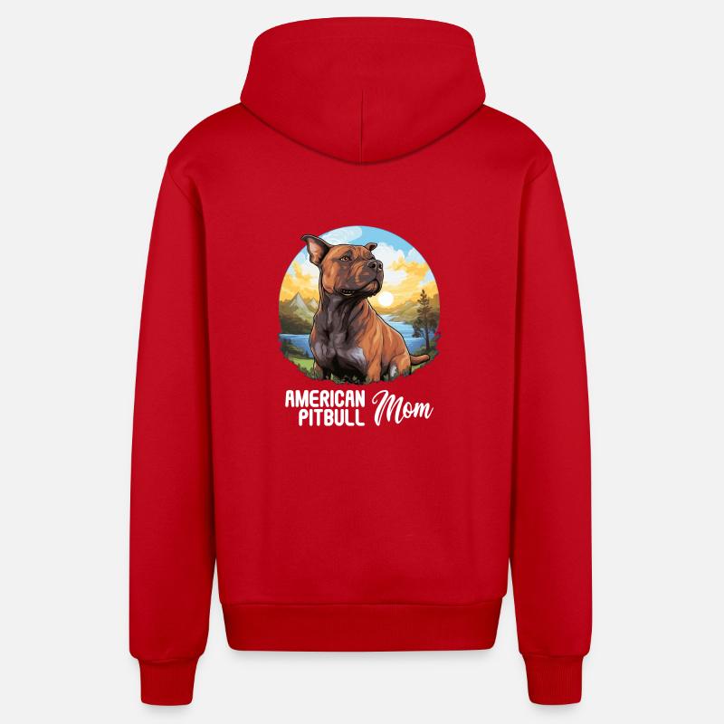 Chien Pitbull américain - Veste à capuche bio décontractée fabriquée en UE - rouge