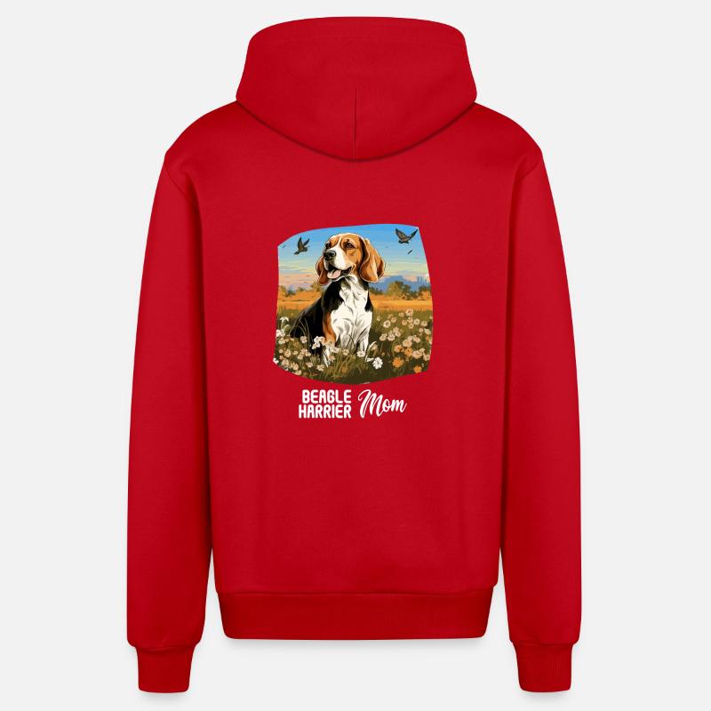 Hund Beagle Harrier - Organic Relaxed Kapuzenjacke Made in EU - Rot