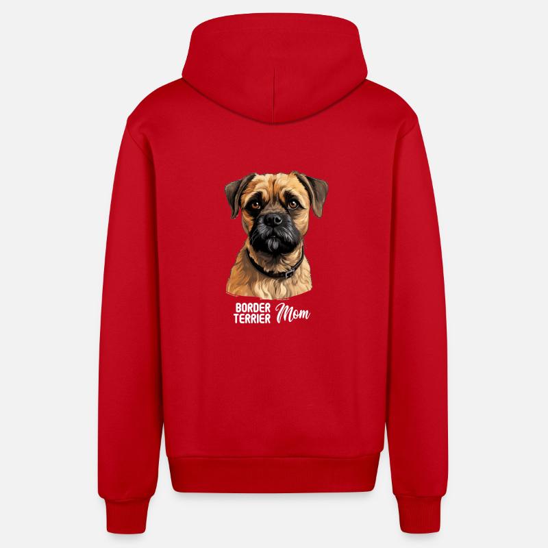 Chien Border Terrier - Veste à capuche bio décontractée fabriquée en UE - rouge