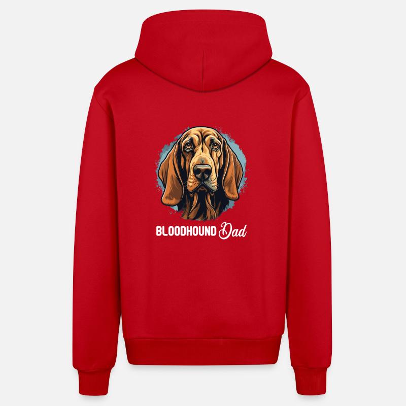 Chien Bloodhound - Veste à capuche bio décontractée fabriquée en UE - rouge
