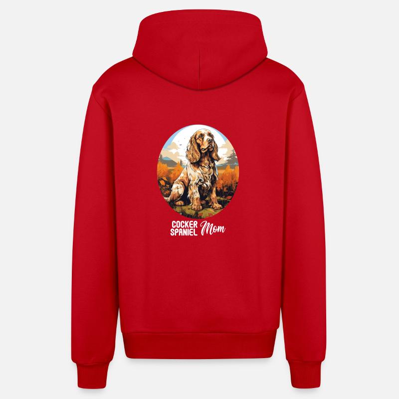 Épagneul Dog Cocker - Veste à capuche bio décontractée fabriquée en UE - rouge