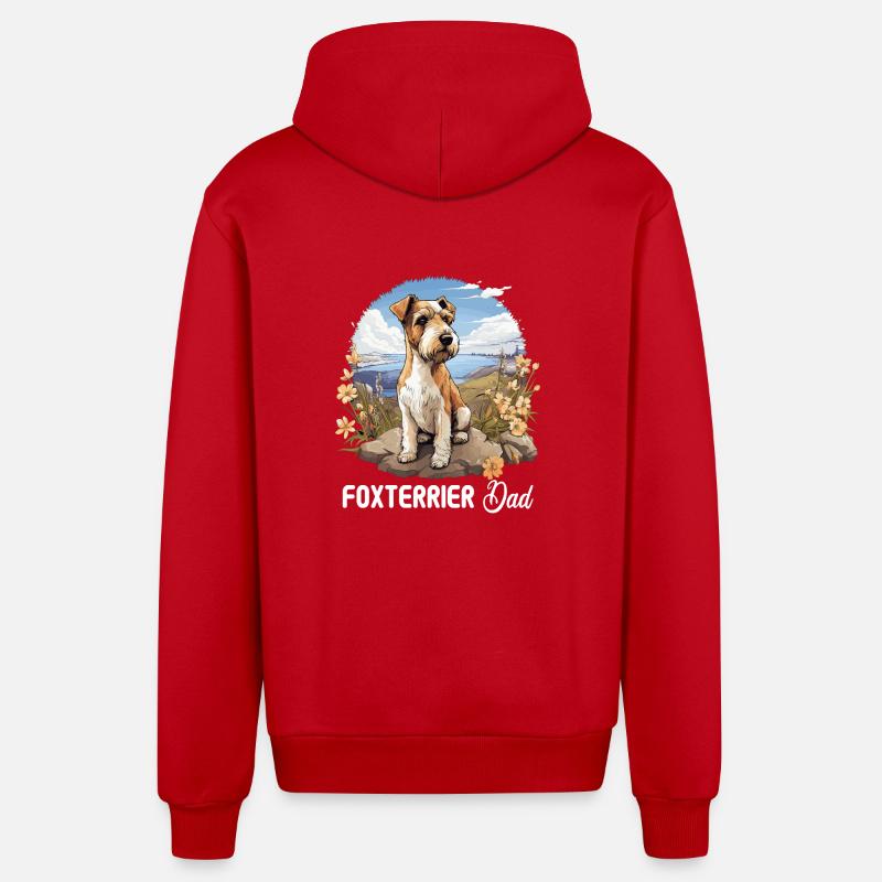 Chien Fox Terrier - Veste à capuche bio décontractée fabriquée en UE - rouge