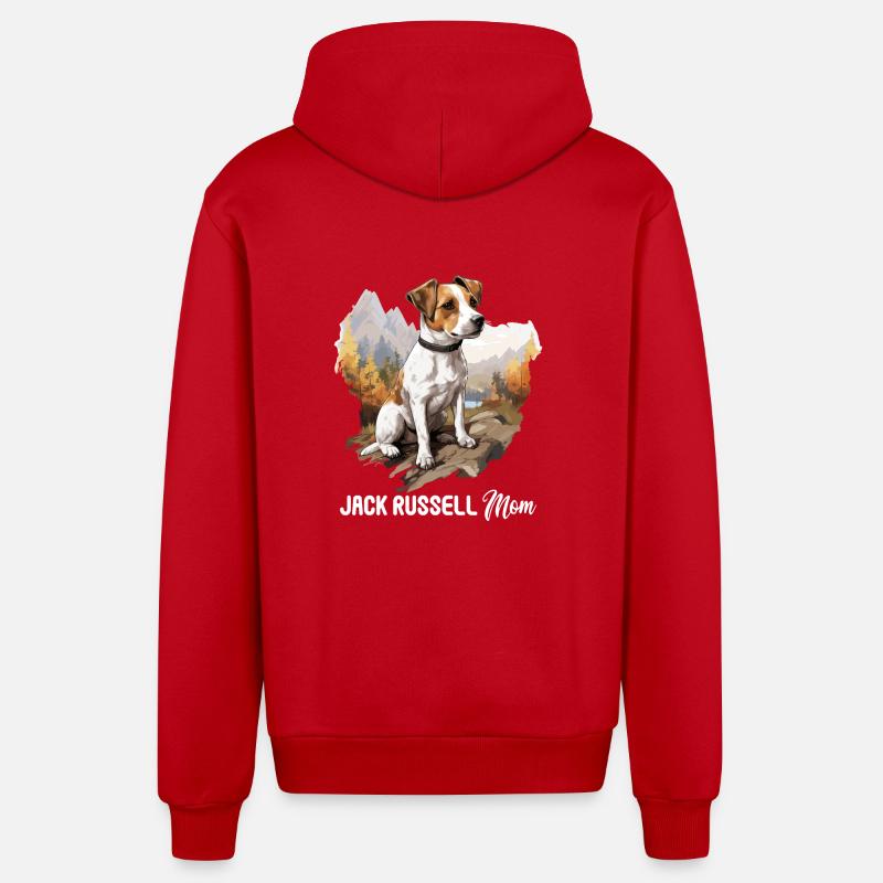 Chien Jack Russell - Veste à capuche bio décontractée fabriquée en UE - rouge