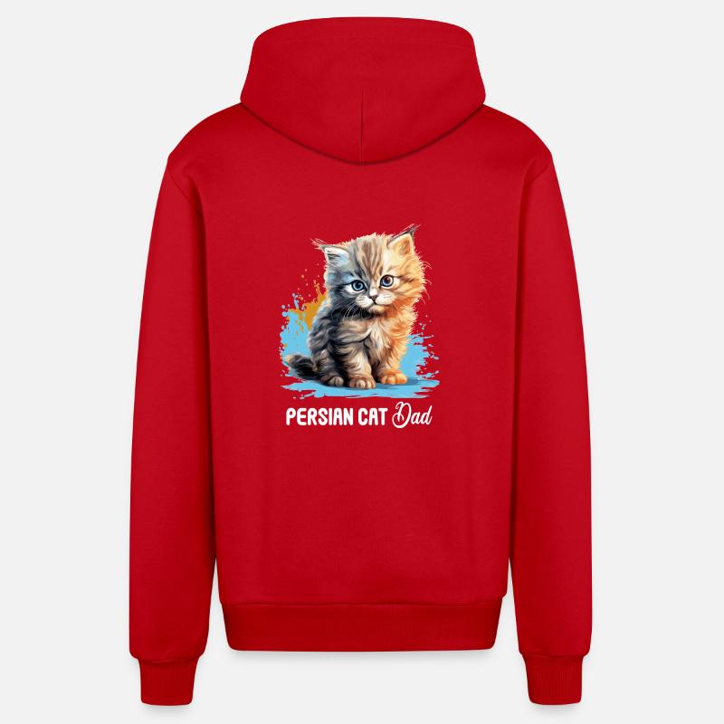 Chat persan Perser Katze - Veste à capuche bio décontractée fabriquée en UE - rouge