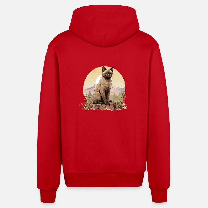 Chat birman Birmanie Katze - Veste à capuche bio décontractée fabriquée en UE - rouge