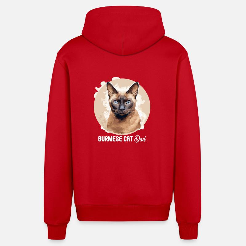 Chat birman Birmanie Katze - Veste à capuche bio décontractée fabriquée en UE - rouge