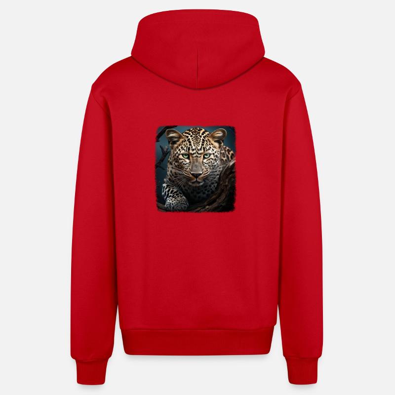 Leoparde realistic Leopard - Organic Relaxed Kapuzenjacke Made in EU - Rot