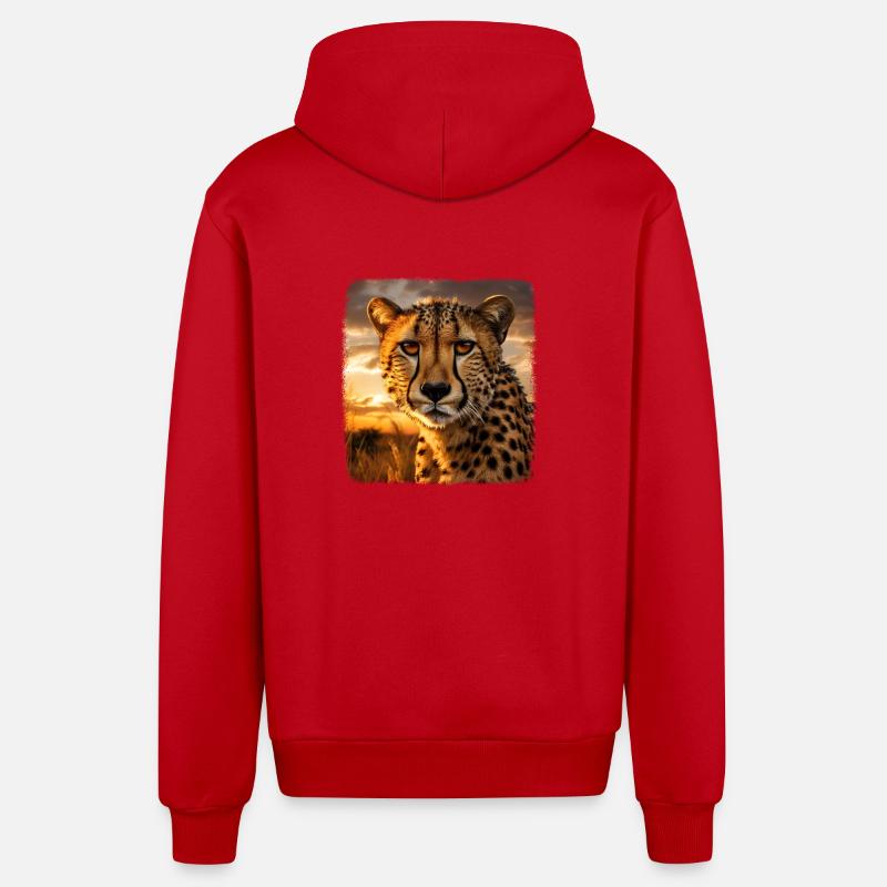 Geparde realistic Gepard - Organic Relaxed Kapuzenjacke Made in EU - Rot