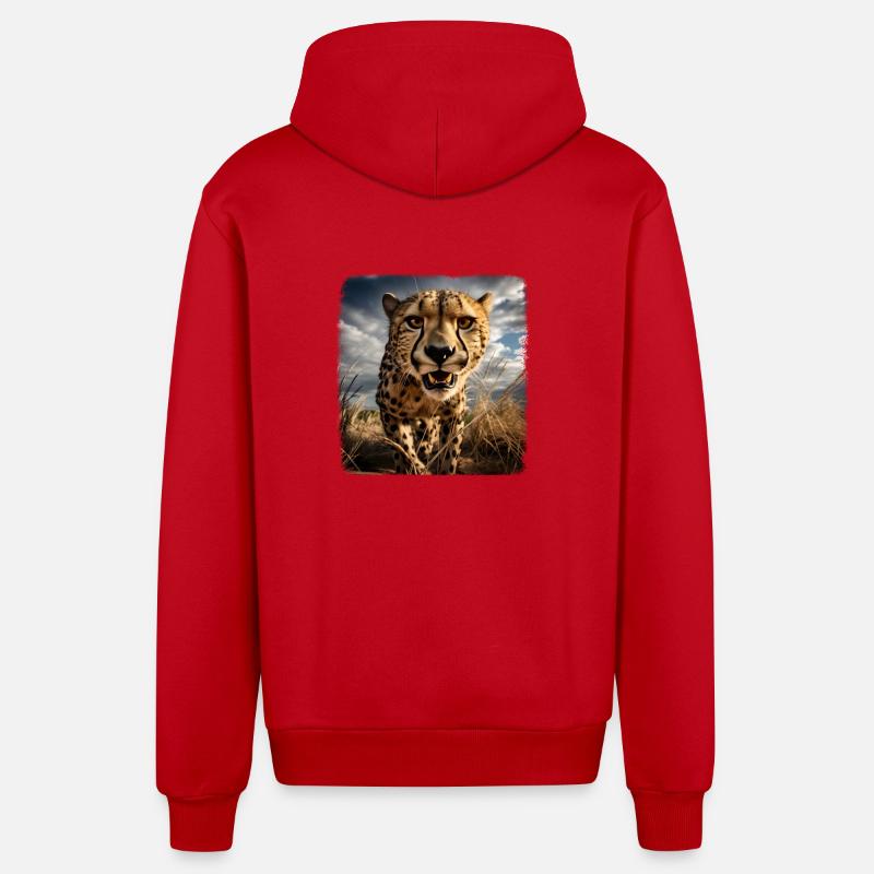 Geparde realistic Gepard - Organic Relaxed Kapuzenjacke Made in EU - Rot