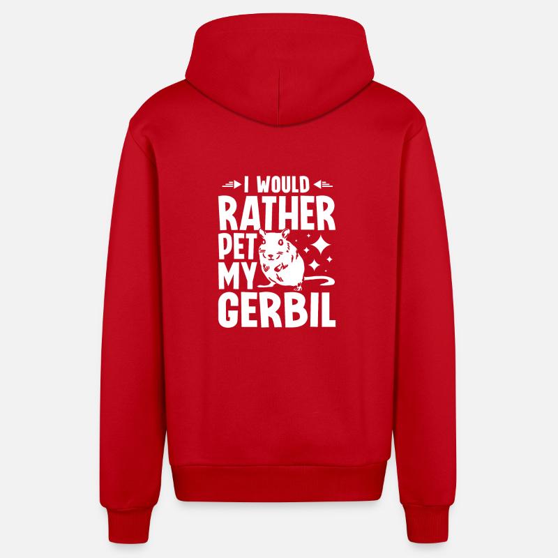 Je préfère caresser ma gerbille - Veste à capuche bio décontractée fabriquée en UE - rouge