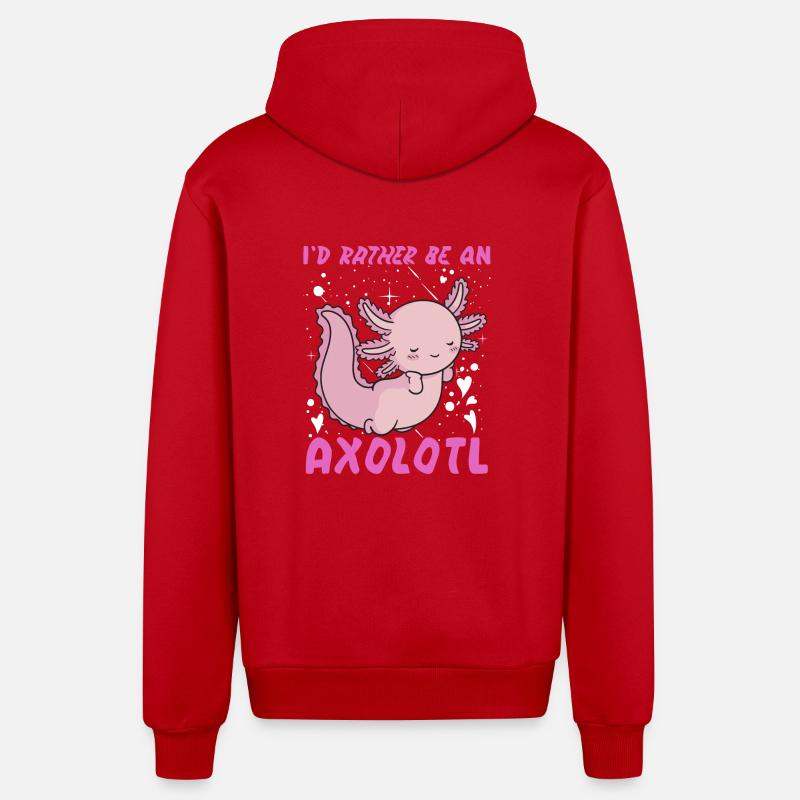 I'd rather be an Axolotl - Organic Relaxed Hooded Jacket Made in EU - red