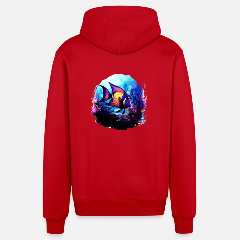 Angelfish - Organic Relaxed Hooded Jacket Made in EU - red