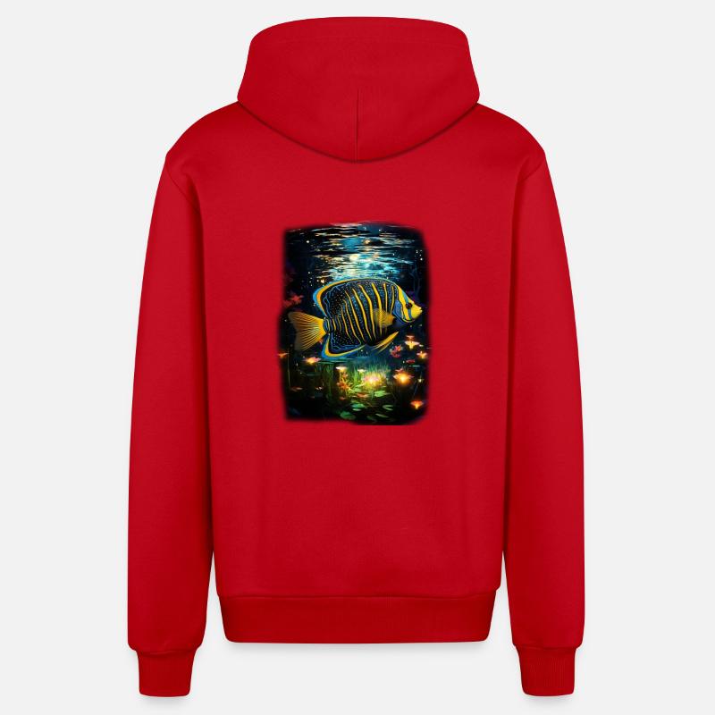 Angelfish - Veste à capuche bio décontractée fabriquée en UE - rouge