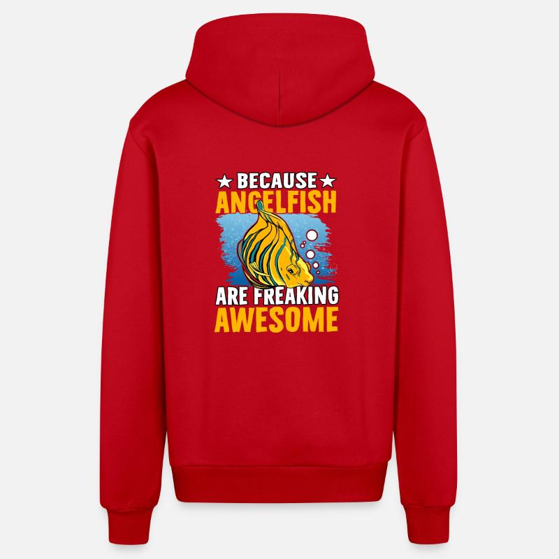 Because Angelfish are freaking Awesome - Organic Relaxed Hooded Jacket Made in EU - red