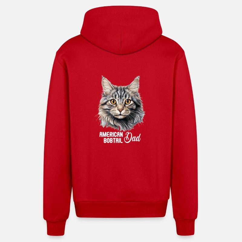 Chat Chats American Bobtail - Veste à capuche bio décontractée fabriquée en UE - rouge