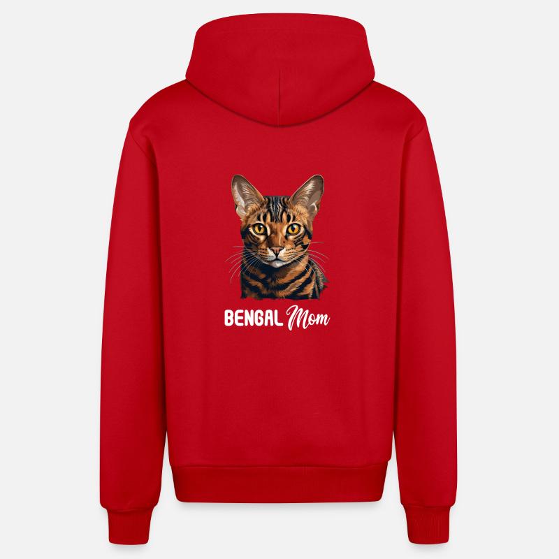 Chat du Bengale Bengalkatze - Veste à capuche bio décontractée fabriquée en UE - rouge