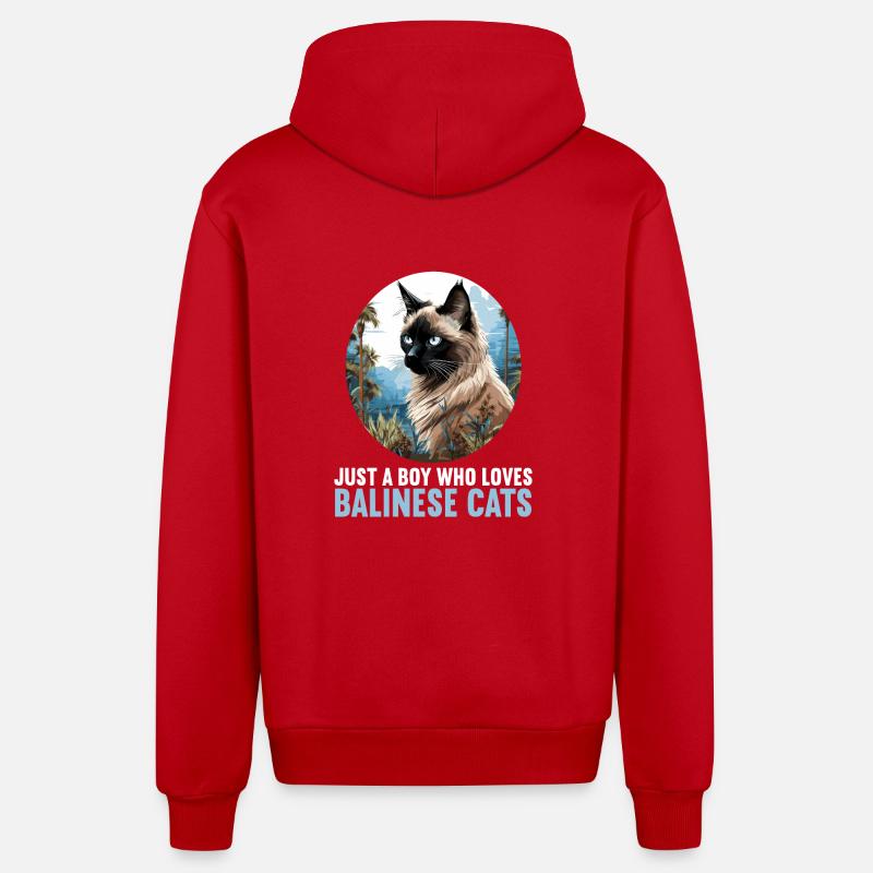 Chat balinais Balinesenkatze - Veste à capuche bio décontractée fabriquée en UE - rouge
