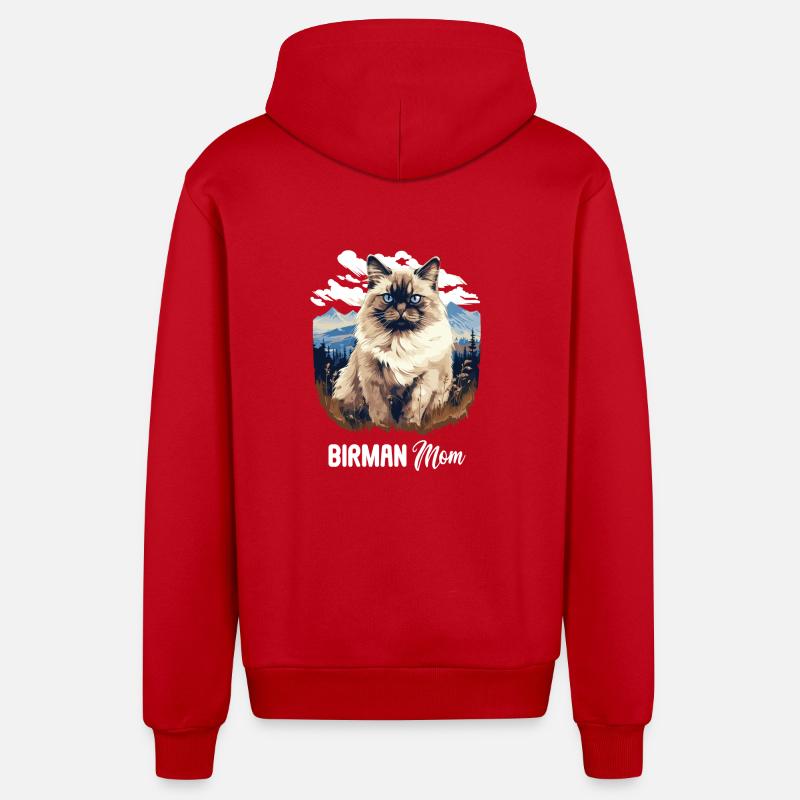 Birman Cat Birma Katze - Organic Relaxed Kapuzenjacke Made in EU - Rot