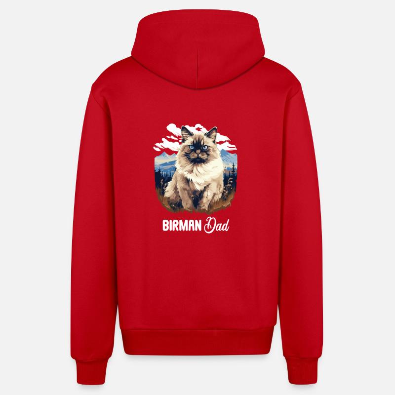 Birman Cat Birma Katze - Organic Relaxed Kapuzenjacke Made in EU - Rot