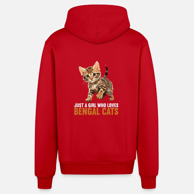 Chat du Bengale Bengalkatze - Veste à capuche bio décontractée fabriquée en UE - rouge