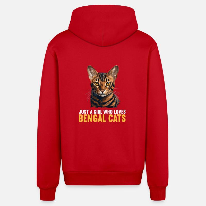 Chat du Bengale Bengalkatze - Veste à capuche bio décontractée fabriquée en UE - rouge
