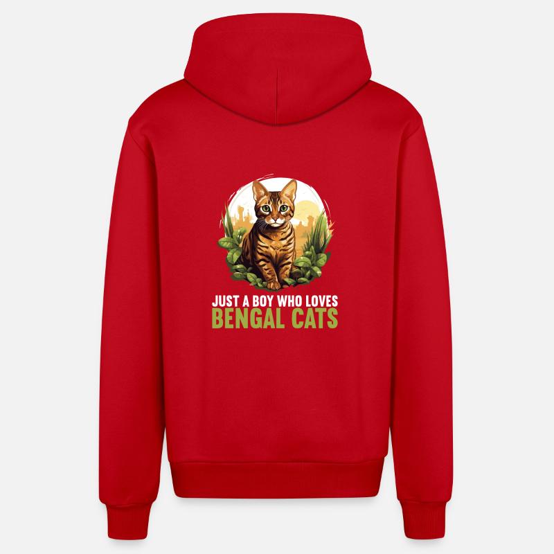 Chat du Bengale Bengalkatze - Veste à capuche bio décontractée fabriquée en UE - rouge
