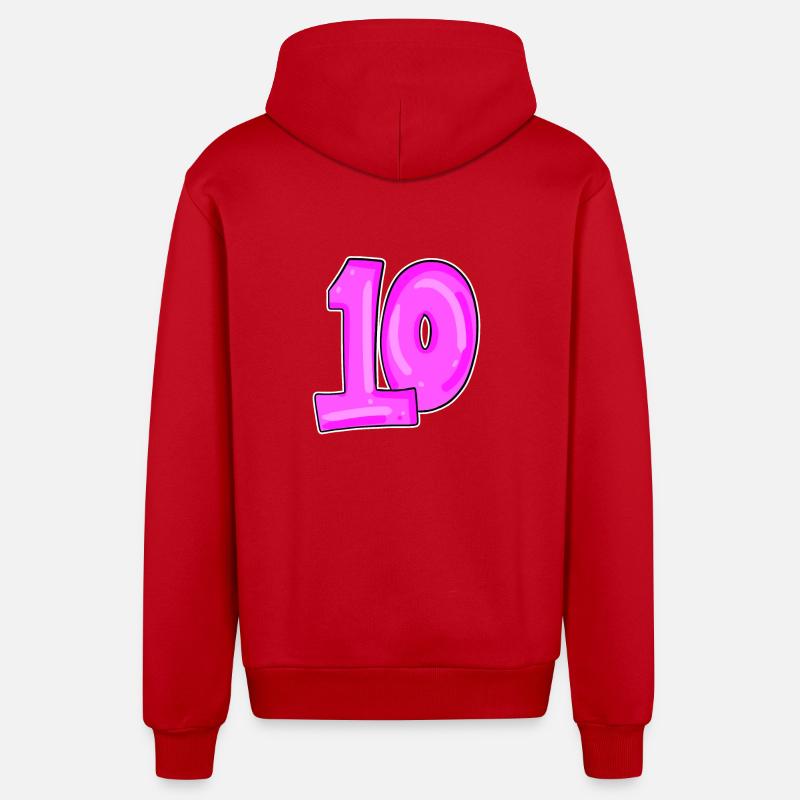 10 rose - Veste à capuche bio décontractée fabriquée en UE - rouge