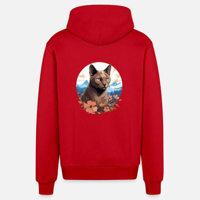 Chat birman Birmanie Katze - Veste à capuche bio décontractée fabriquée en UE - rouge