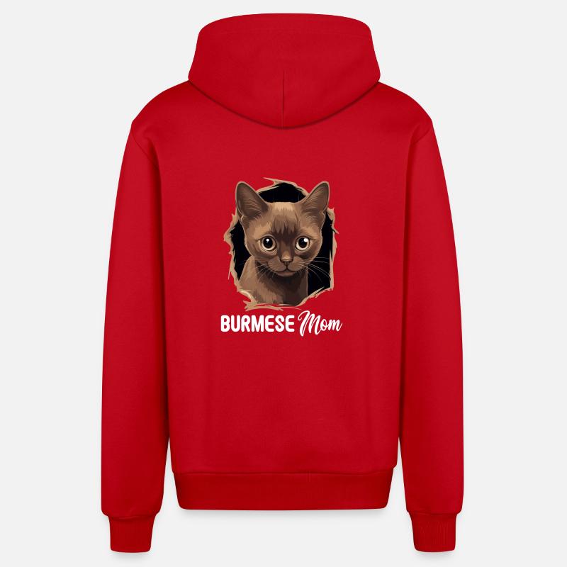 Chat birman Birmanie Katze - Veste à capuche bio décontractée fabriquée en UE - rouge