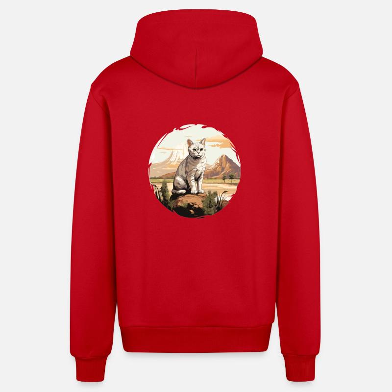 Burmilla Chaton Burmilla Chat - Veste à capuche bio décontractée fabriquée en UE - rouge