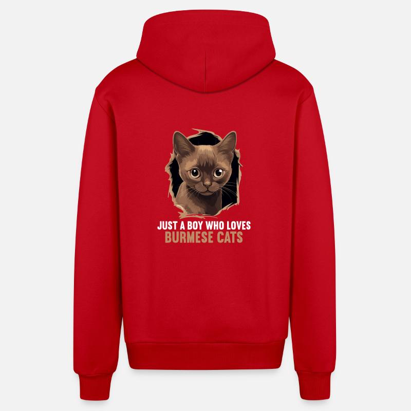 Chat birman Birmanie Katze - Veste à capuche bio décontractée fabriquée en UE - rouge