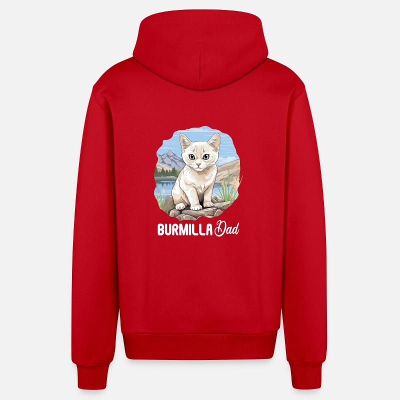 Burmilla Chaton Burmilla Chat - Veste à capuche bio décontractée fabriquée en UE - rouge