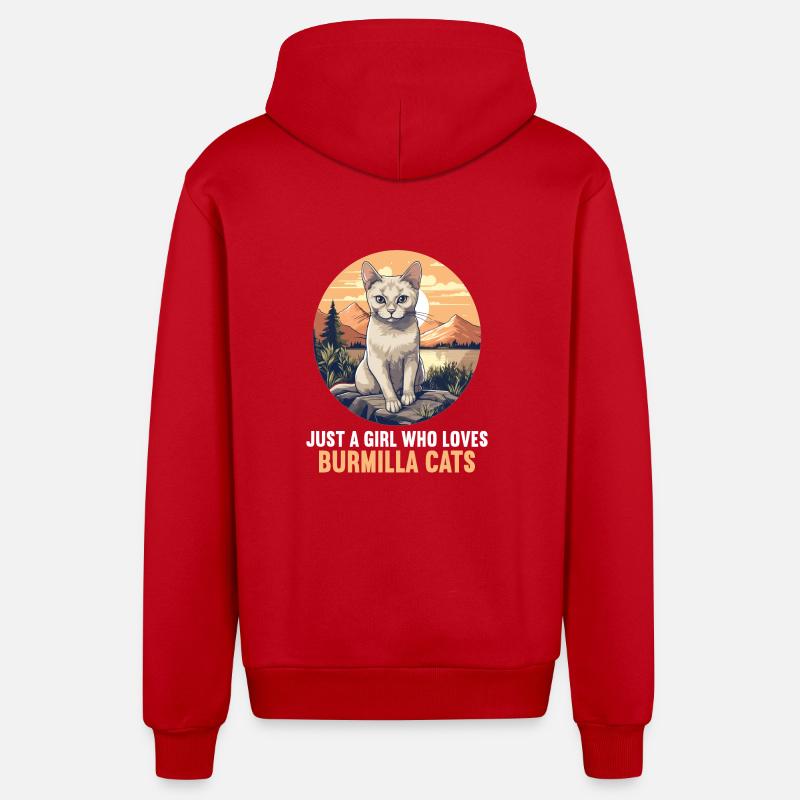 Burmilla Chaton Burmilla Chat - Veste à capuche bio décontractée fabriquée en UE - rouge