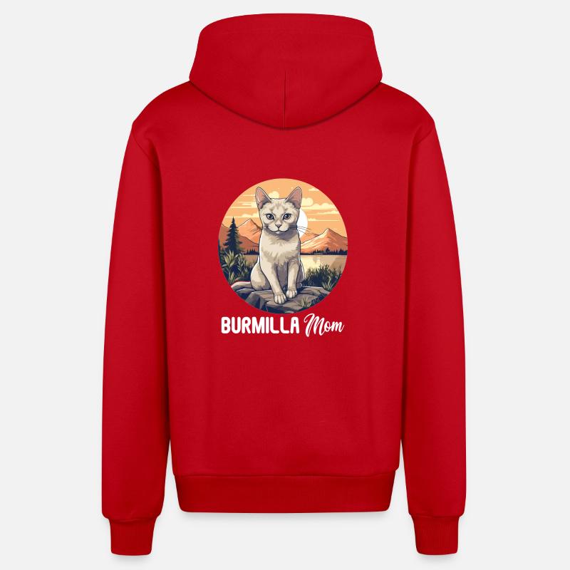 Burmilla Chaton Burmilla Chat - Veste à capuche bio décontractée fabriquée en UE - rouge