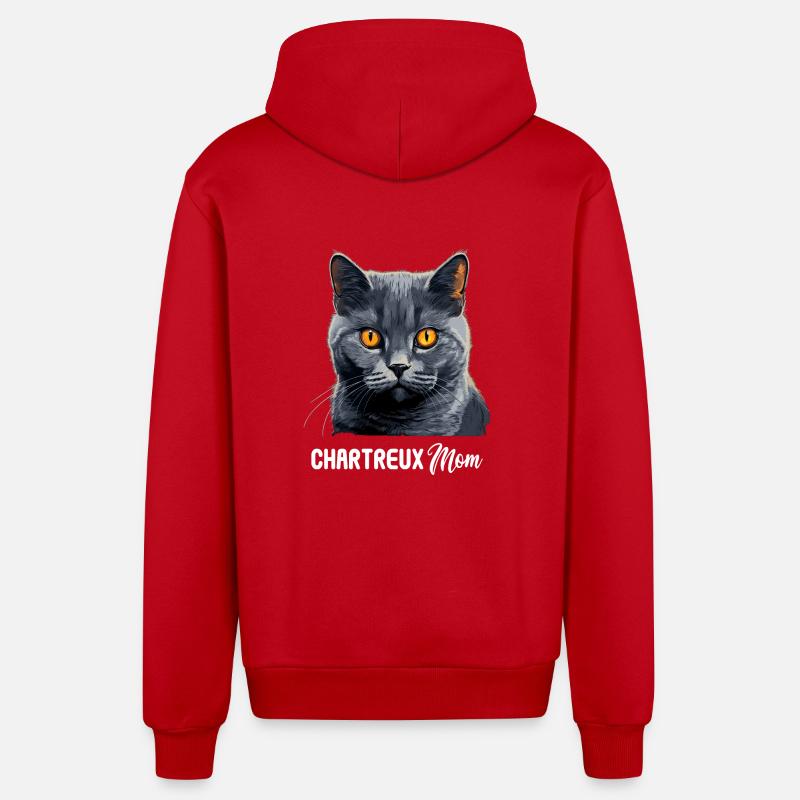 Chat Chartreux Chat Chartreux - Veste à capuche bio décontractée fabriquée en UE - rouge