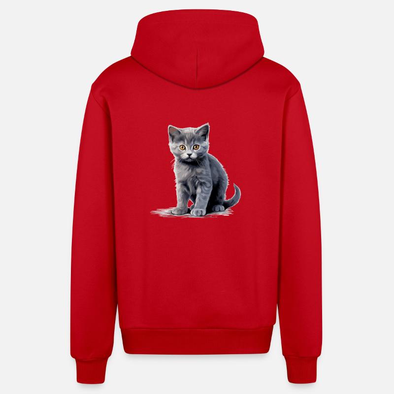 Chat Chartreux Chat Chartreux - Veste à capuche bio décontractée fabriquée en UE - rouge