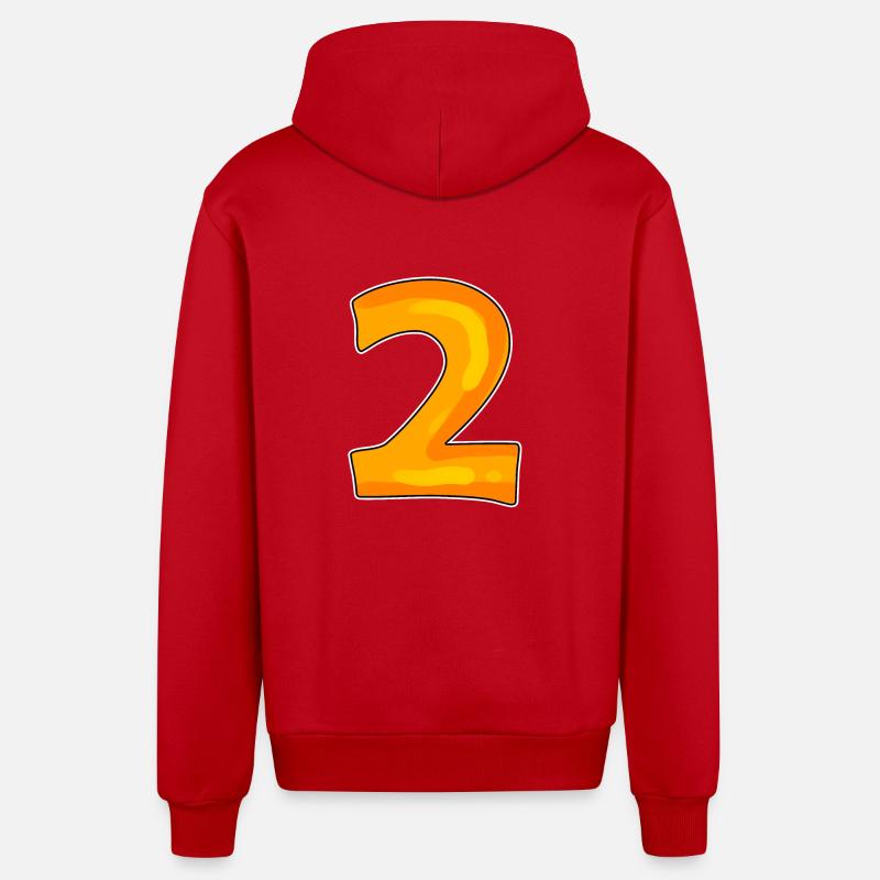Deux - 2 - Nombre - Veste à capuche bio décontractée fabriquée en UE - rouge