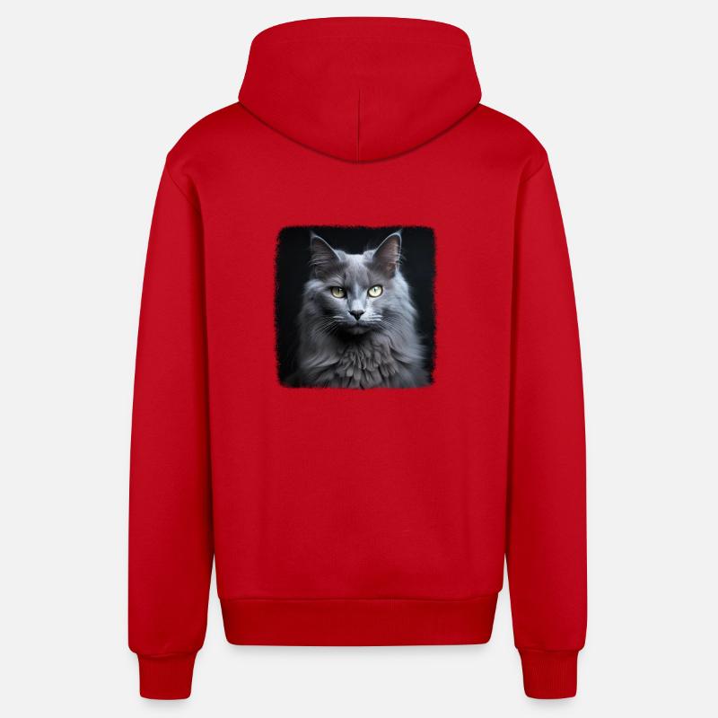 Chaton Nebelung Chat Nebelung - Veste à capuche bio décontractée fabriquée en UE - rouge